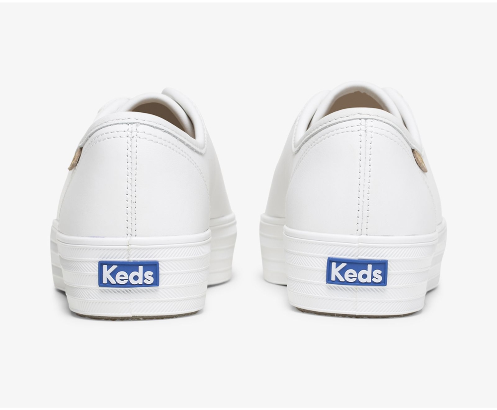 Zapatillas Keds Mujer Blancas - Triple Kick Luxe Cuero - 087-PUSGLR